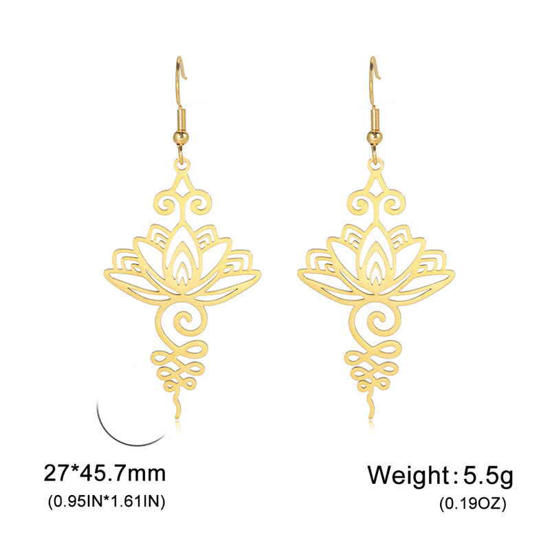 Silver Lotus Earrings Hollow Flower 27mm Enlightenment
