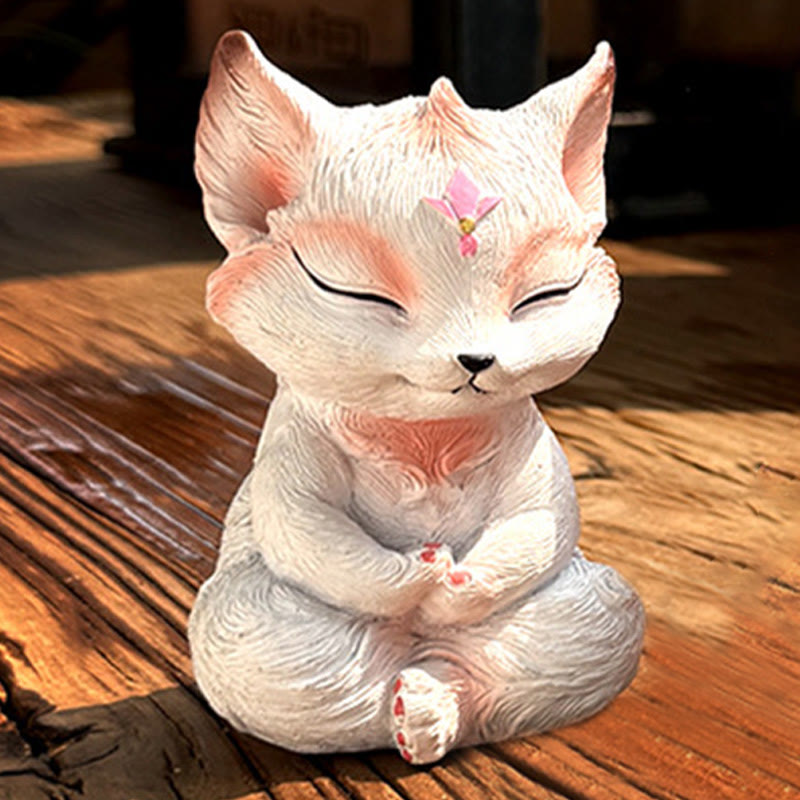 Nine-Tailed Fox Resin Figurine 10x6x6cm Symbol of Protection