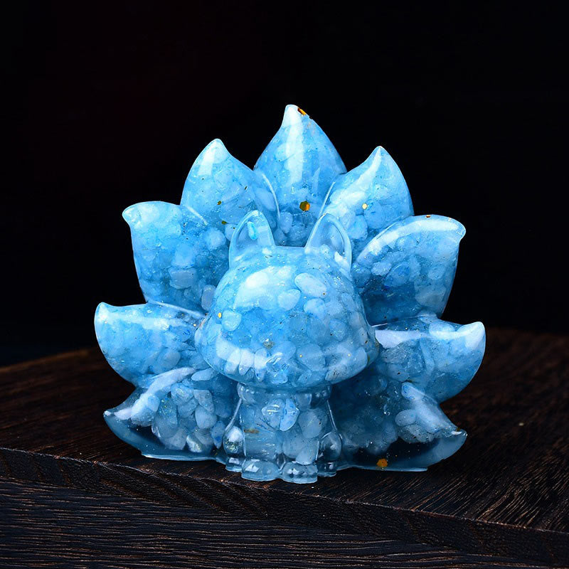 Amethyst 8.8cm Nine-Tailed Fox Spiritual Animal Figurine