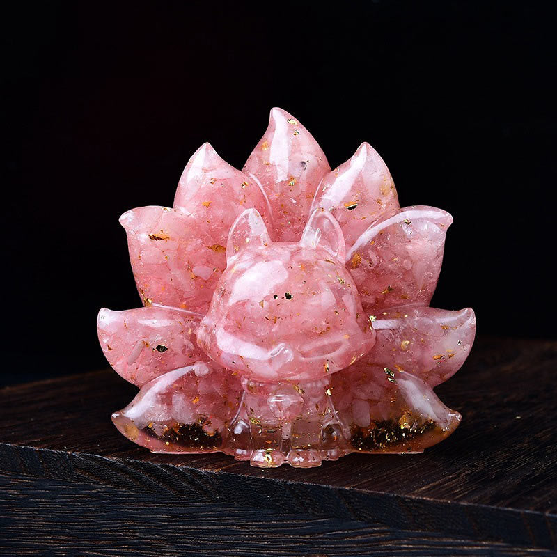Amethyst 8.8cm Nine-Tailed Fox Spiritual Animal Figurine
