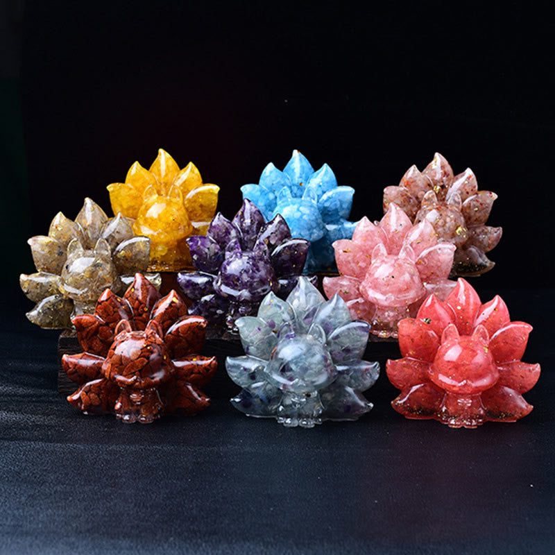 Amethyst 8.8cm Nine-Tailed Fox Spiritual Animal Figurine