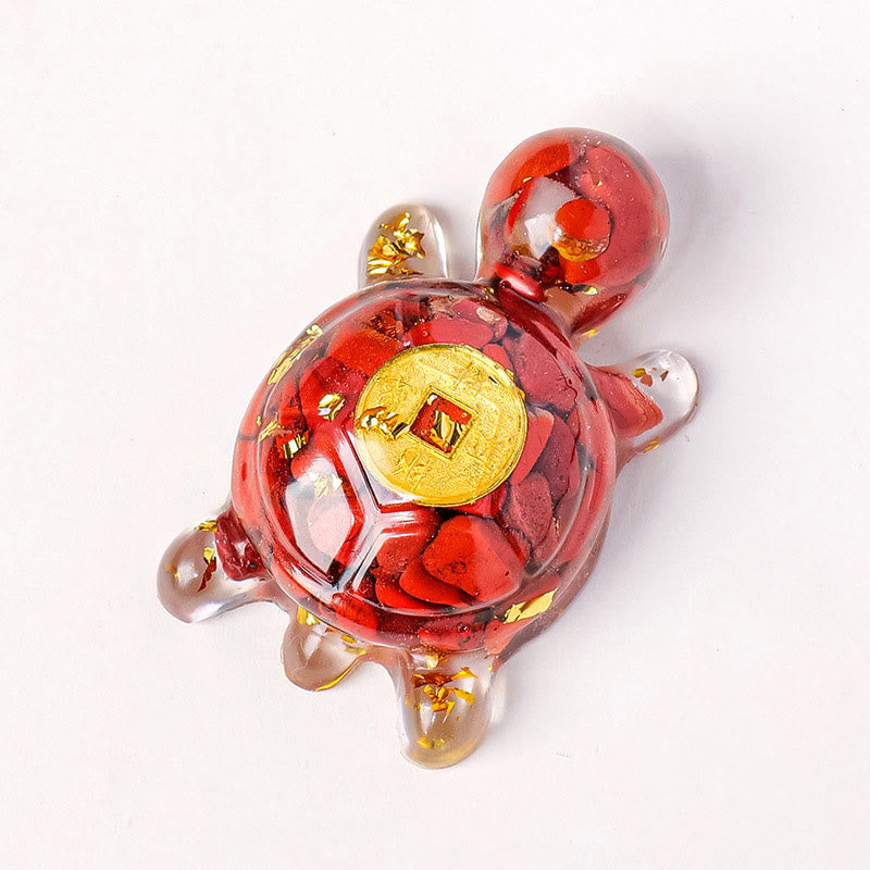 5 cm grüner Aventurin-Kristall, Schildkröte, Kupfermünze, Zen-Dekor