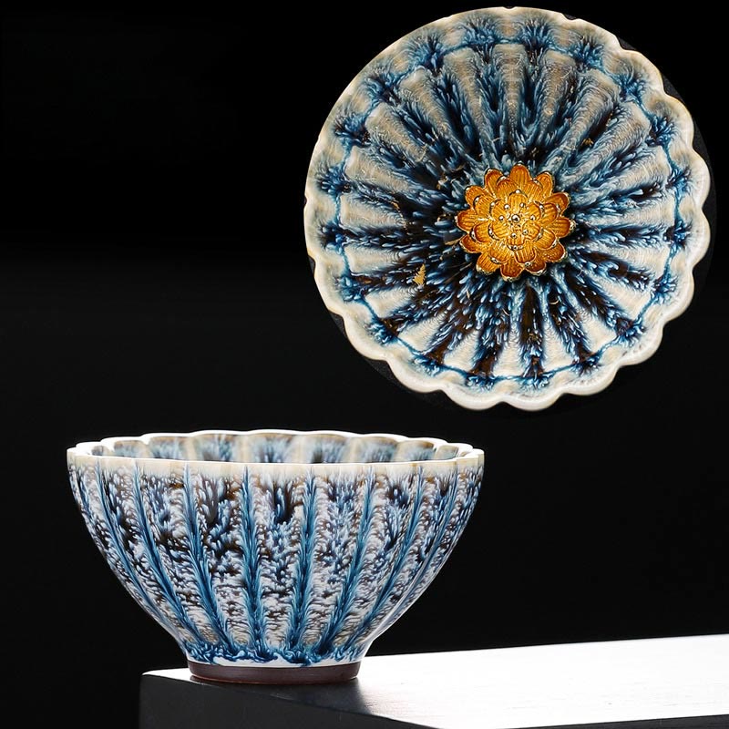 Handmade Chinese Lotus Jian Zhan Ceramic Tea Cup 80ml