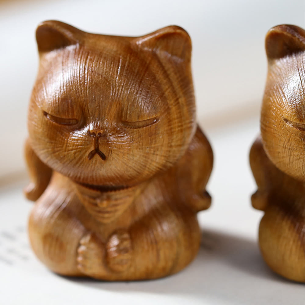 Green Sandalwood Lucky Cat Mini Decoration 5cm Lucky Charm