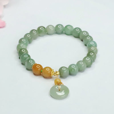 6 mm Jade-Armband mit Peace-Schnalle für Wohlstand und Überfluss