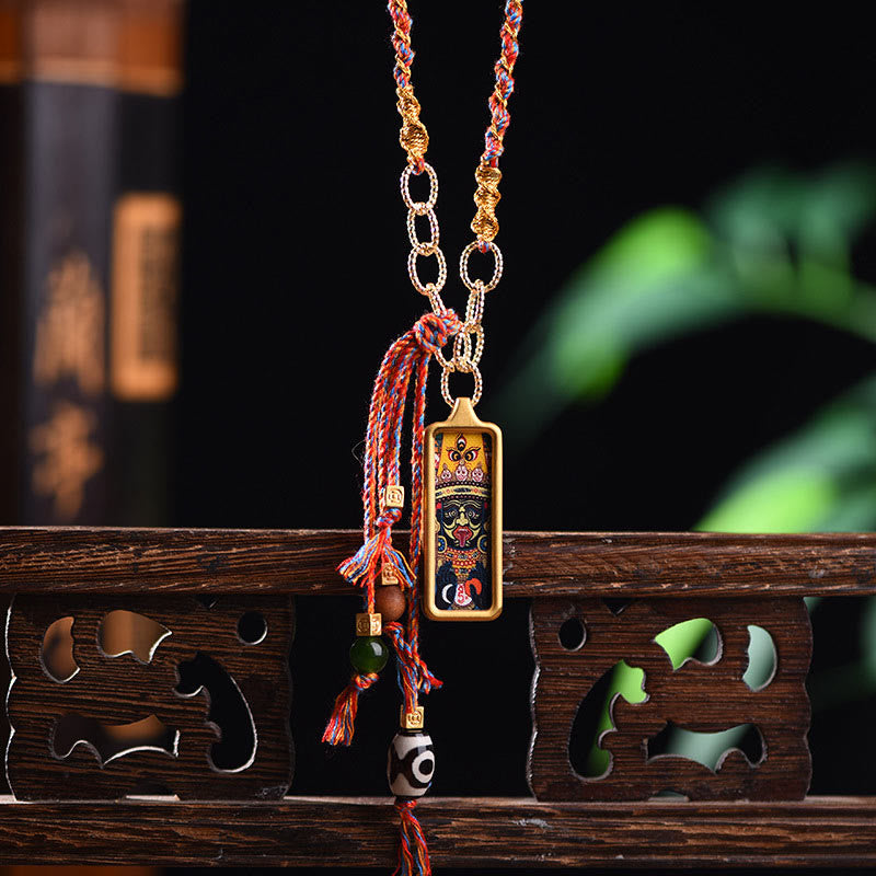 Titanium Steel Necklace with Five Gods of Wealth Pendant