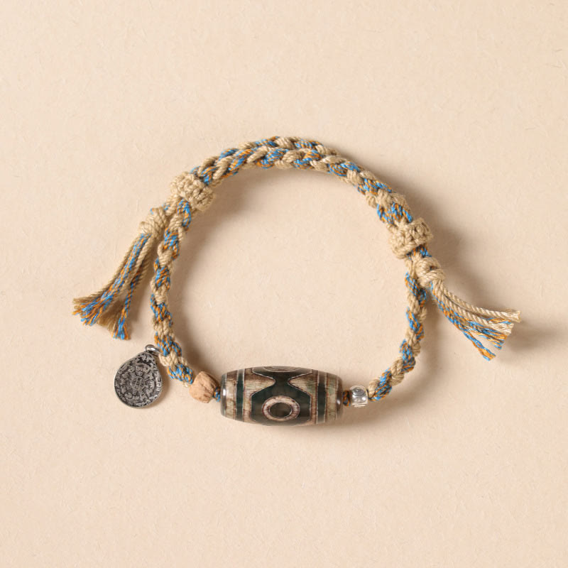 Unisex Dzi Bead Agate Bracelet - Wealth and Protection