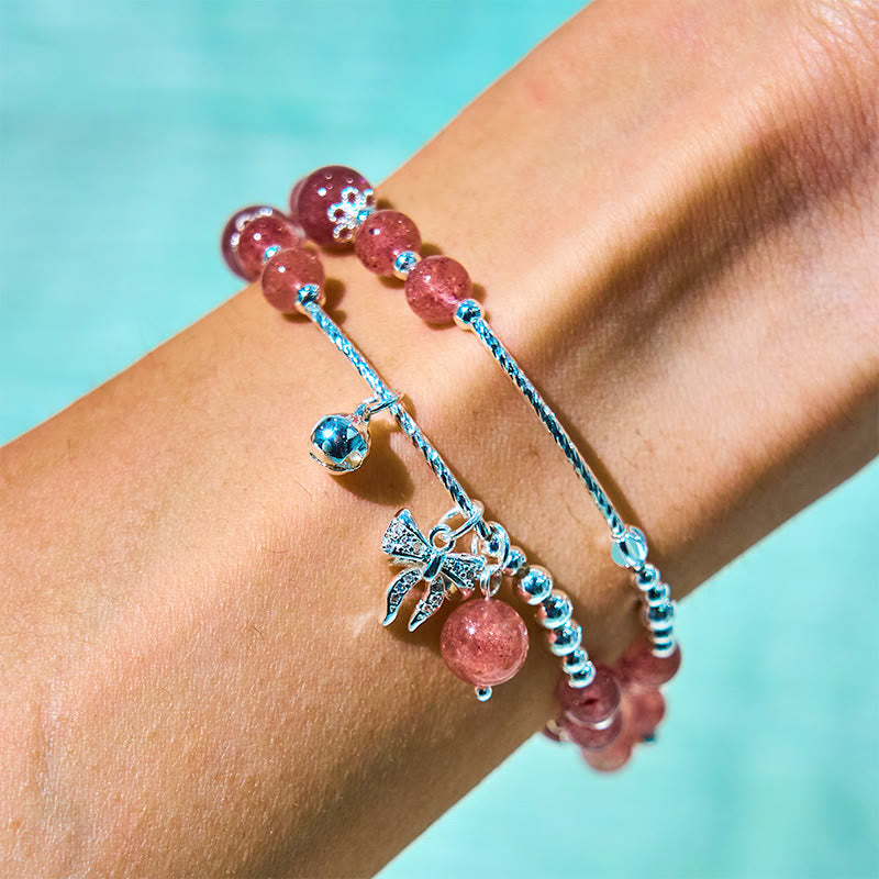 6mm Strawberry Quartz Love Healing Bracelet for Women