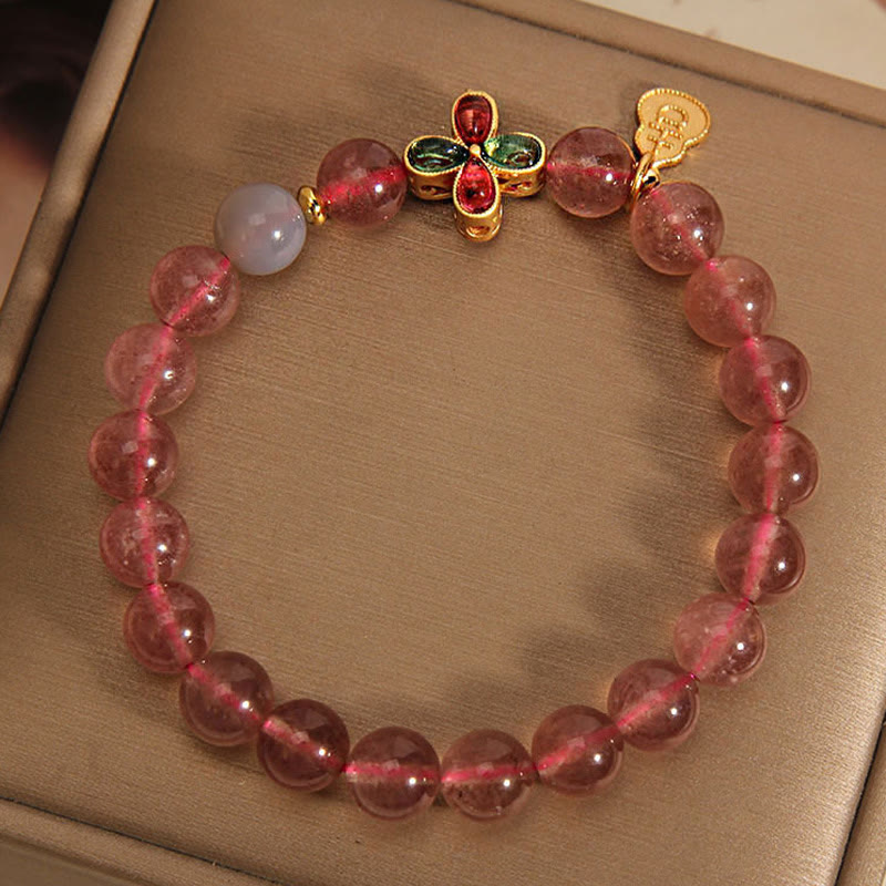 8mm Strawberry Quartz Lucky Bracelet for Women Healing Love