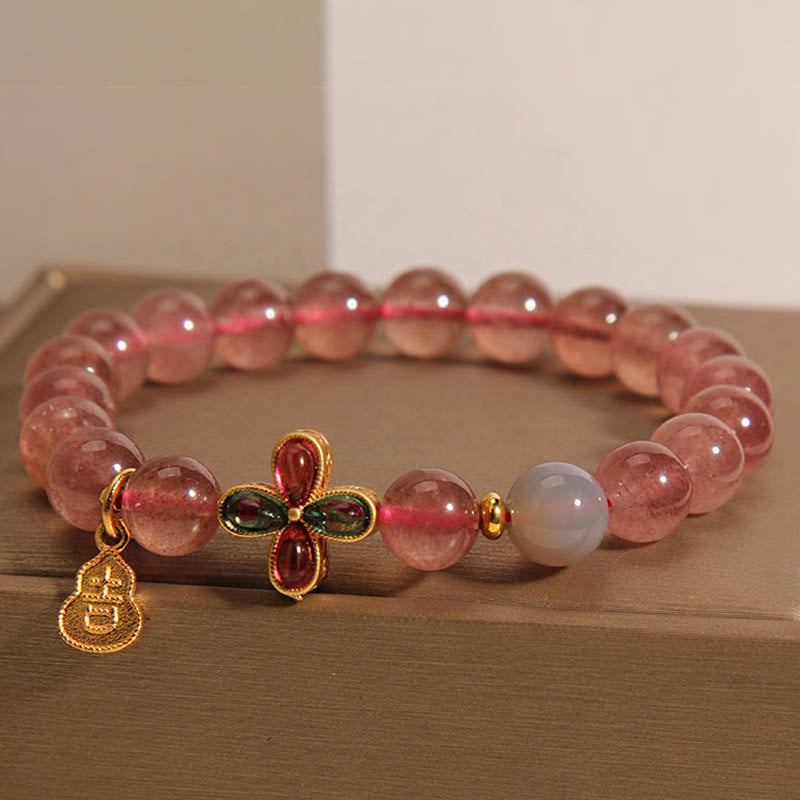 8mm Strawberry Quartz Lucky Bracelet for Women Healing Love