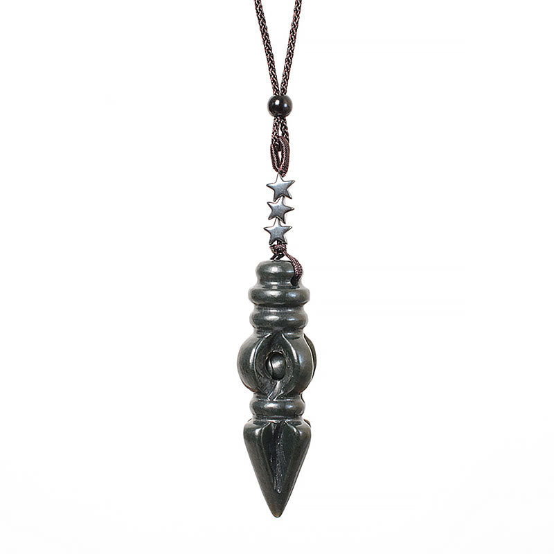 Cyan Jade Vajra Star Harmony Necklace 62cm Unisex
