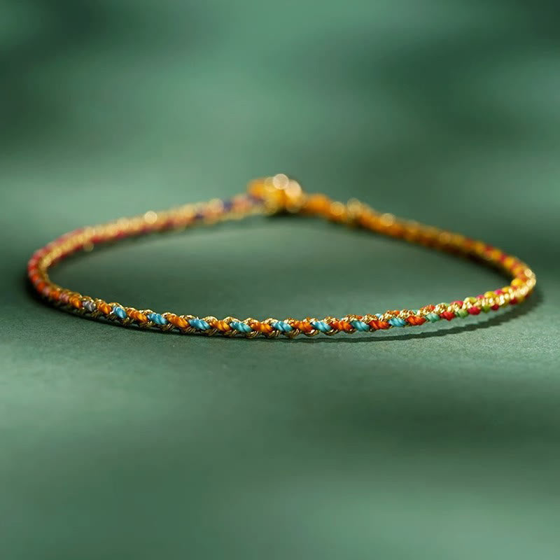 Colorful Luck Coin Rope Bracelet 14-15cm Healing Sounds