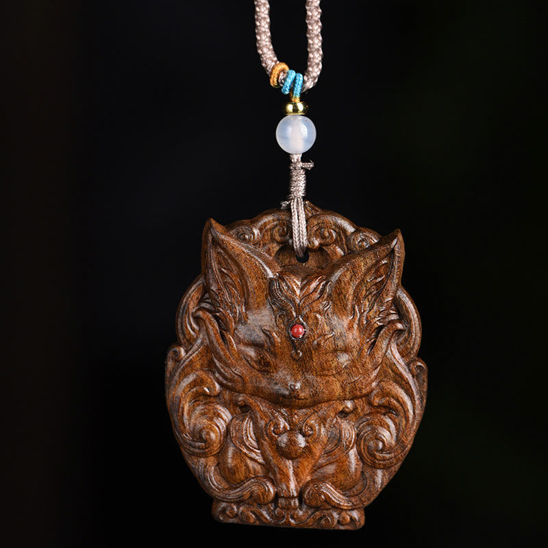Agarwood Nine Tailed Fox Balance Spiritual Necklace