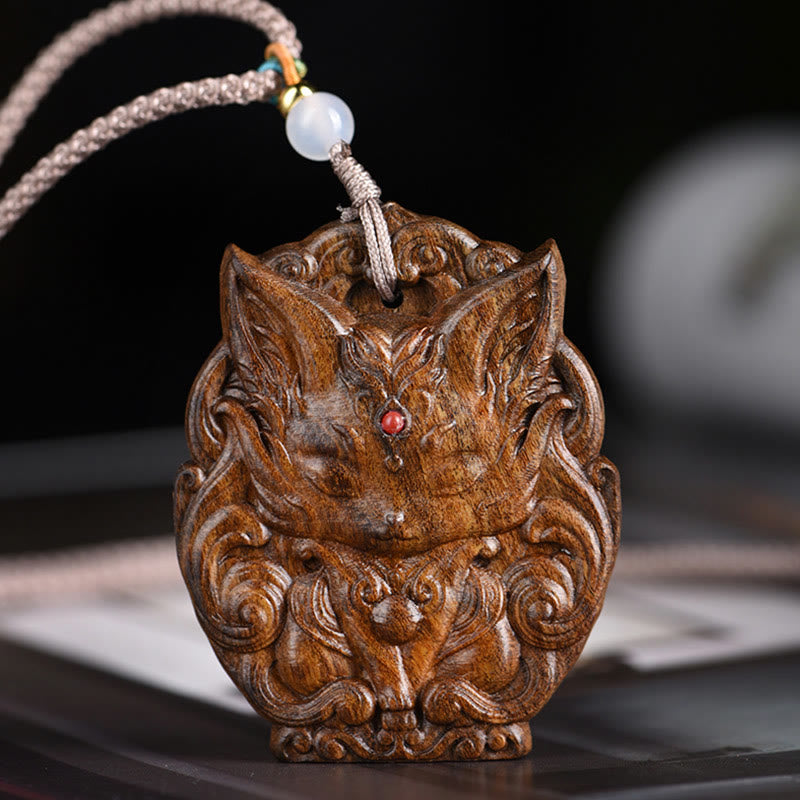 Agarwood Nine Tailed Fox Balance Spiritual Necklace