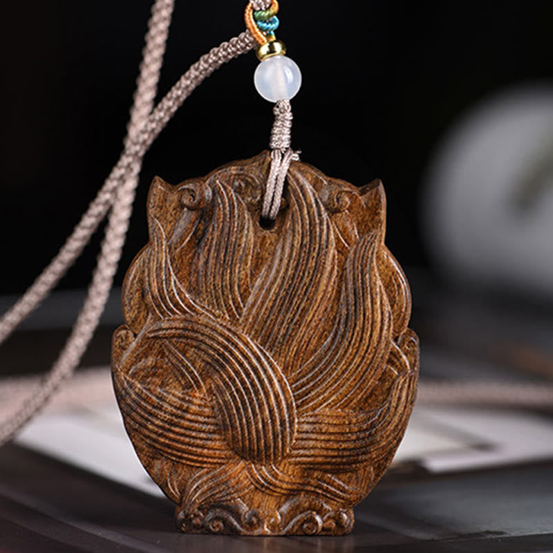 Agarwood Nine Tailed Fox Balance Spiritual Necklace