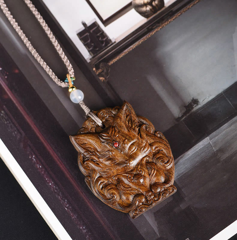 Agarwood Nine Tailed Fox Balance Spiritual Necklace