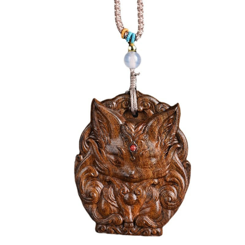 Agarwood Nine Tailed Fox Balance Spiritual Necklace