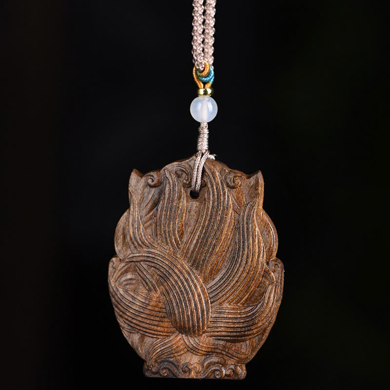 Agarwood Nine Tailed Fox Balance Spiritual Necklace