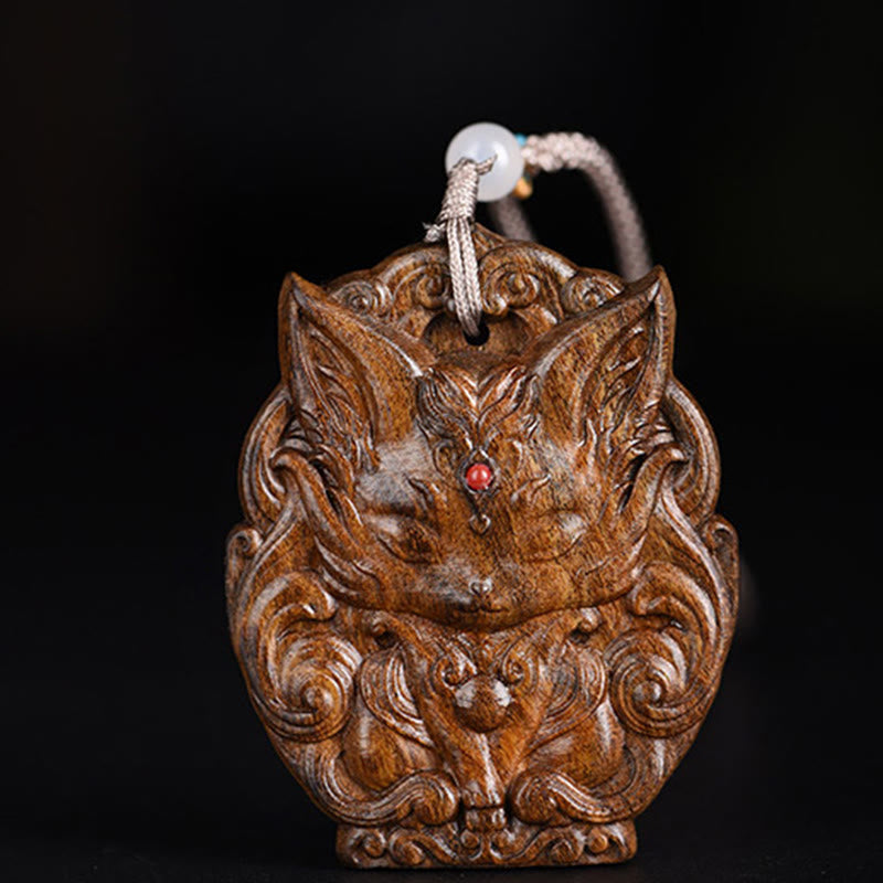 Agarwood Nine Tailed Fox Balance Spiritual Necklace