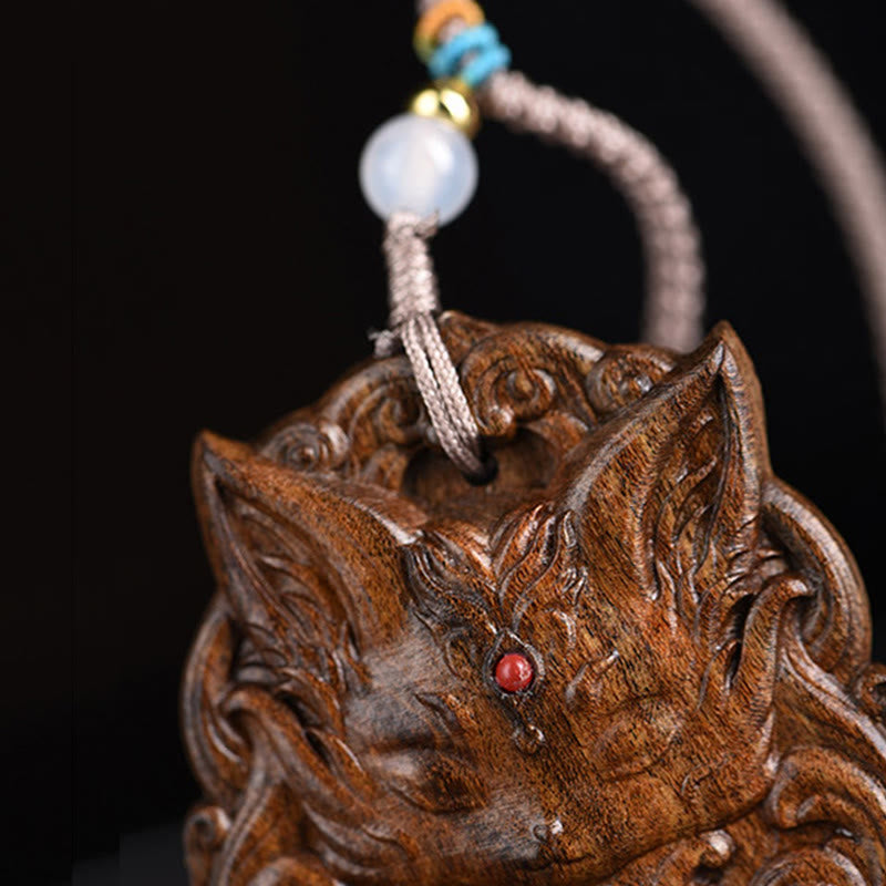 Agarwood Nine Tailed Fox Balance Spiritual Necklace
