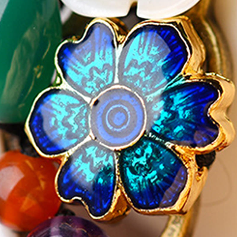 Green Agate Blue Agate Shell Flower Bracelet
