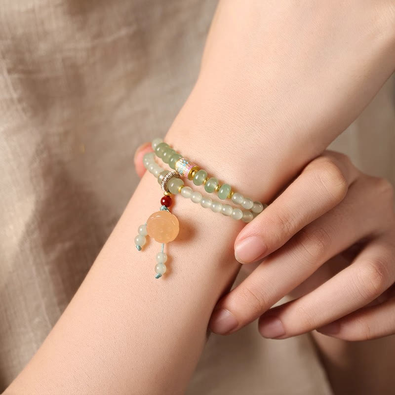 Green Aventurine Lucky Bamboo Bracelet for Luck & Balance