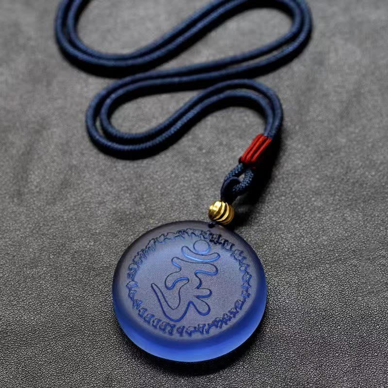 Spiritual Liuli Crystal Necklace with Shurangama Mantra Pendant