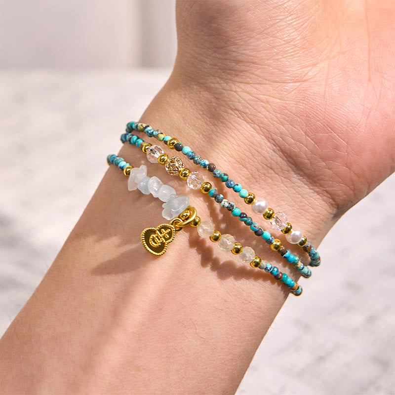 16cm Turquoise Strength Triple Wrap Bracelet for Women