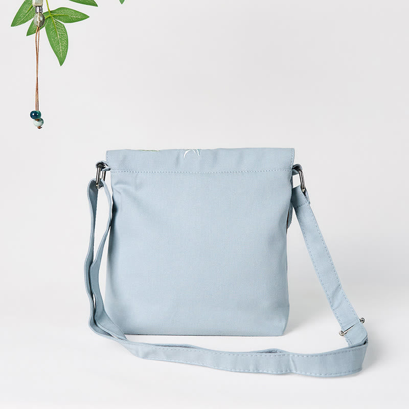 LightBlue Epiphyllum Cotton Linen Spiritual Shoulder Bag