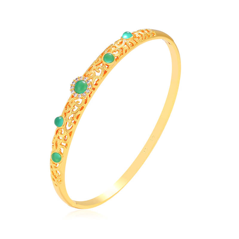 Copper Zircon Luck Bracelet Bangle 56mm Openable