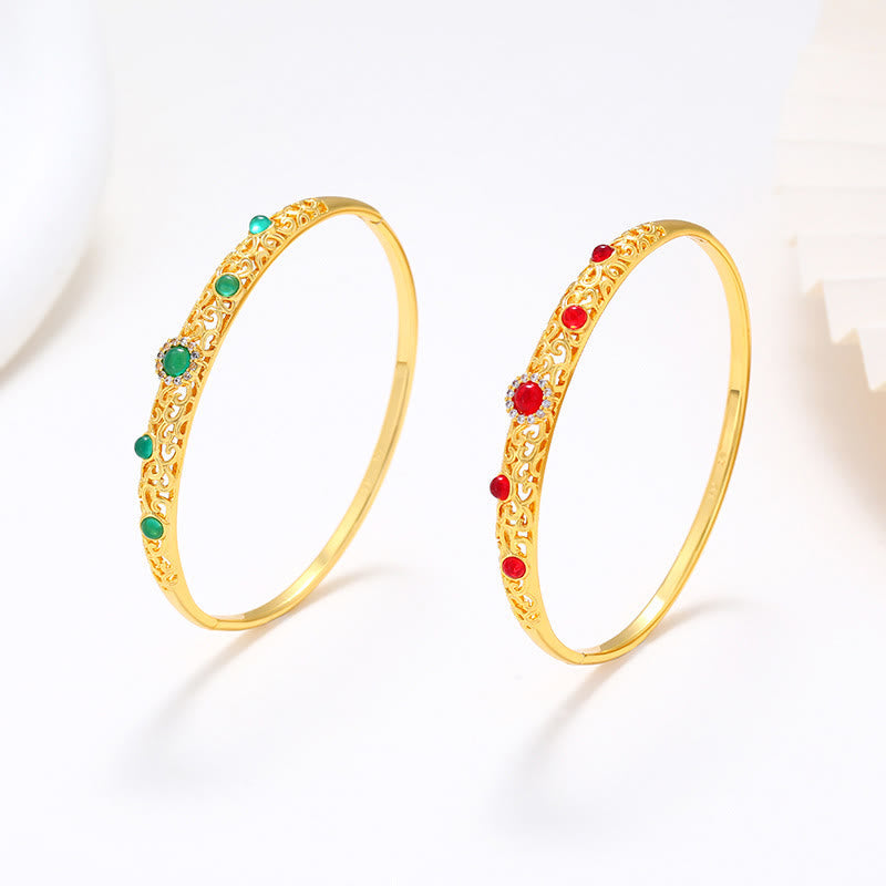Copper Zircon Luck Bracelet Bangle 56mm Openable