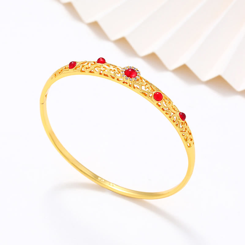 Copper Zircon Luck Bracelet Bangle 56mm Openable