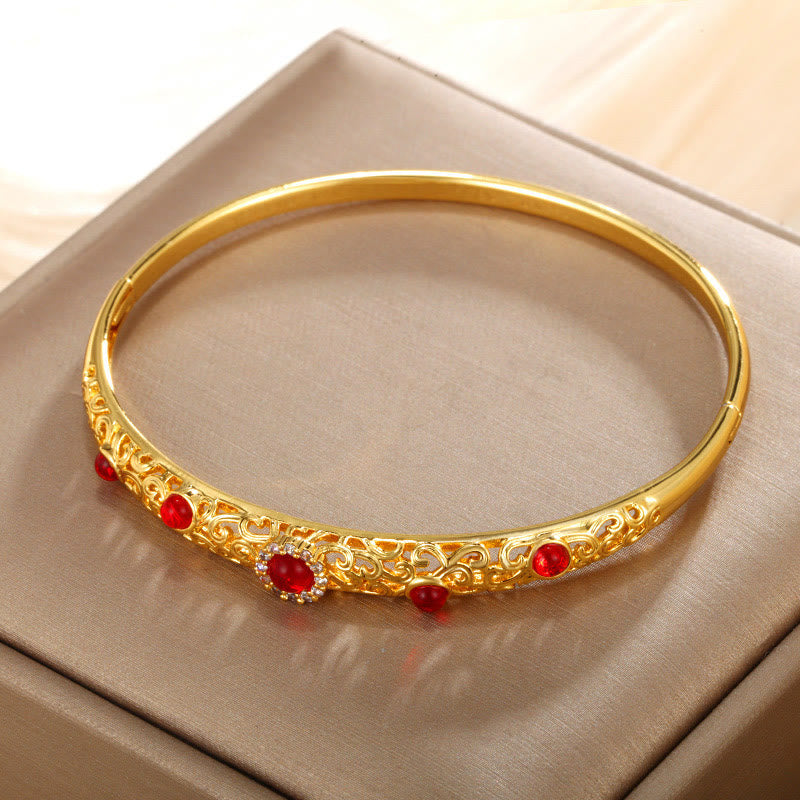 Copper Zircon Luck Bracelet Bangle 56mm Openable