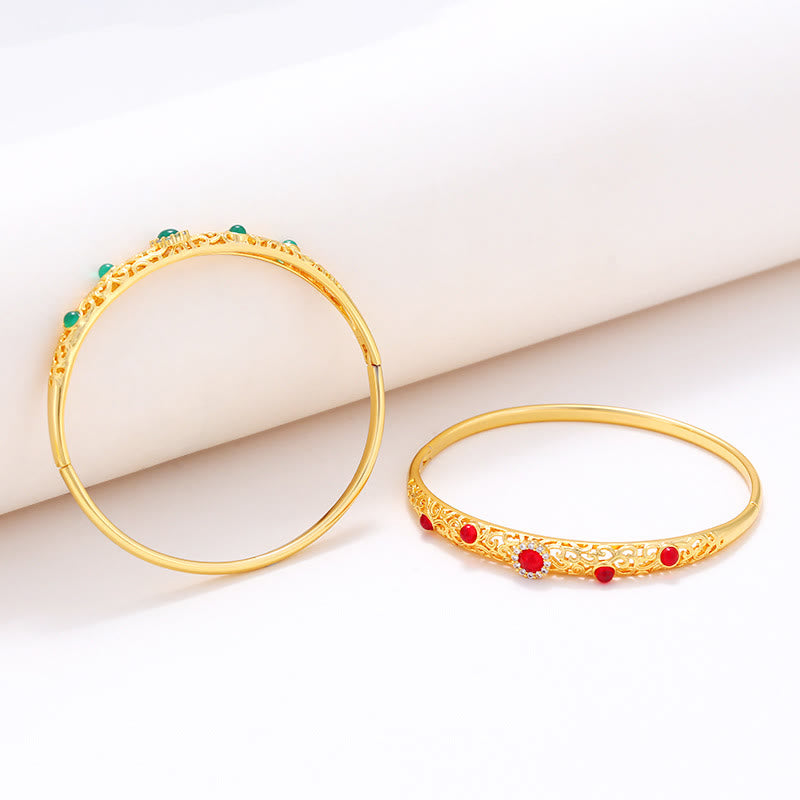 Copper Zircon Luck Bracelet Bangle 56mm Openable