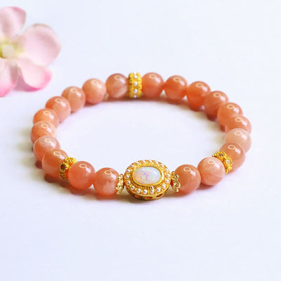 Adjustable Peach Moonstone Bracelet for Women | Soothing Balance