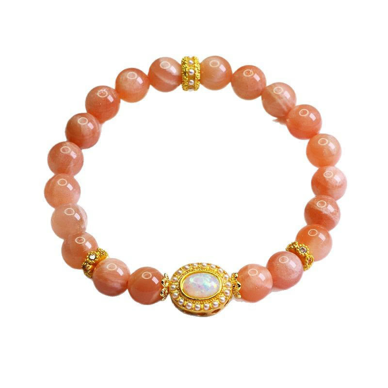 Adjustable Peach Moonstone Bracelet for Women | Soothing Balance
