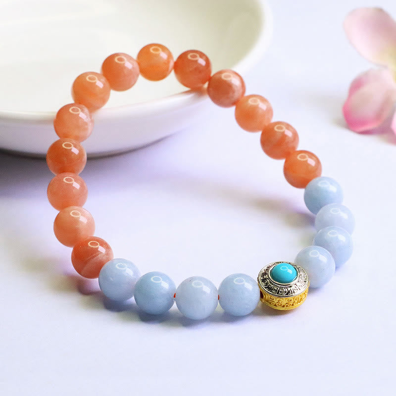 Peach Moonstone 0.8cm Soothing Meditation Bracelet for Women