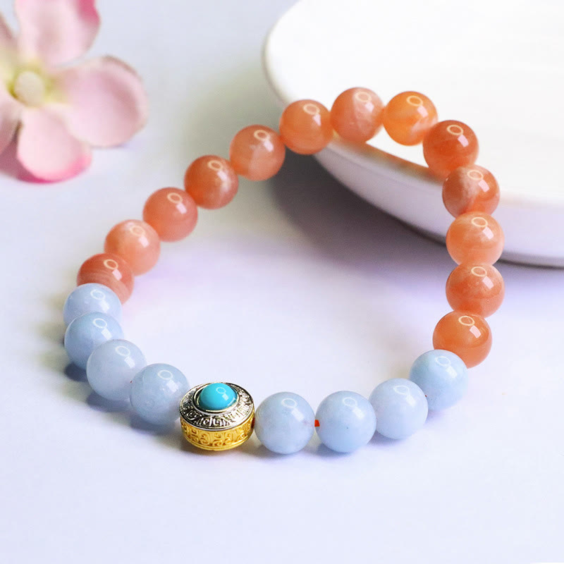 Peach Moonstone 0.8cm Soothing Meditation Bracelet for Women