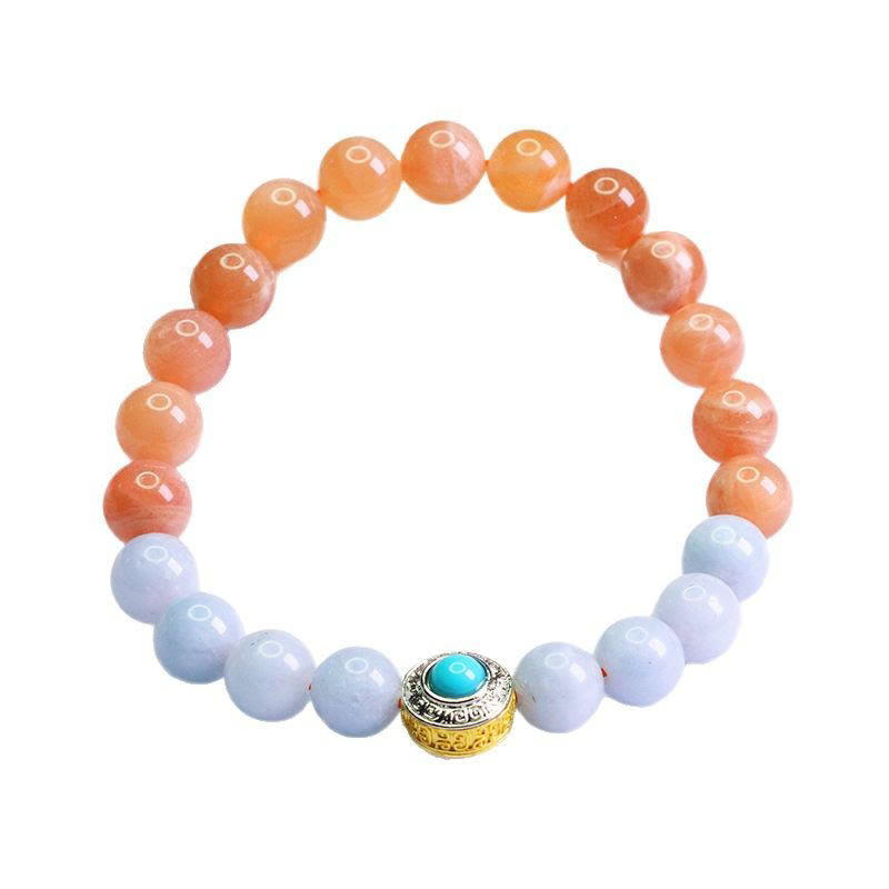 Peach Moonstone 0.8cm Soothing Meditation Bracelet for Women
