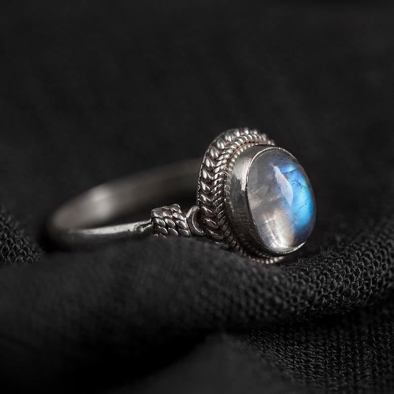Adjustable Moonstone Ring in 925 Sterling Silver for Positive Energy