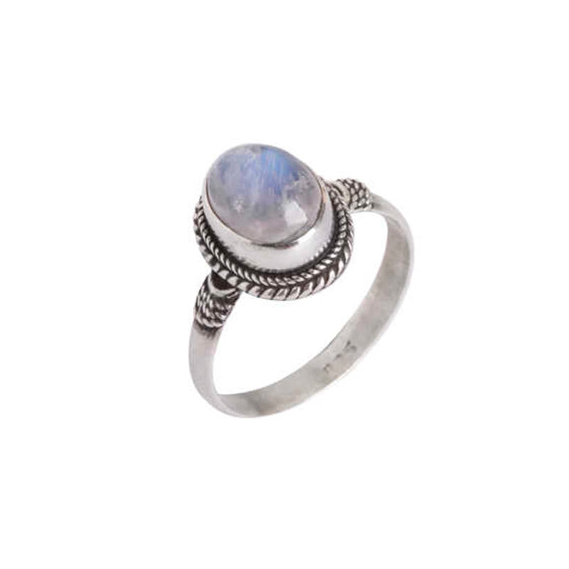 Adjustable Moonstone Ring in 925 Sterling Silver for Positive Energy