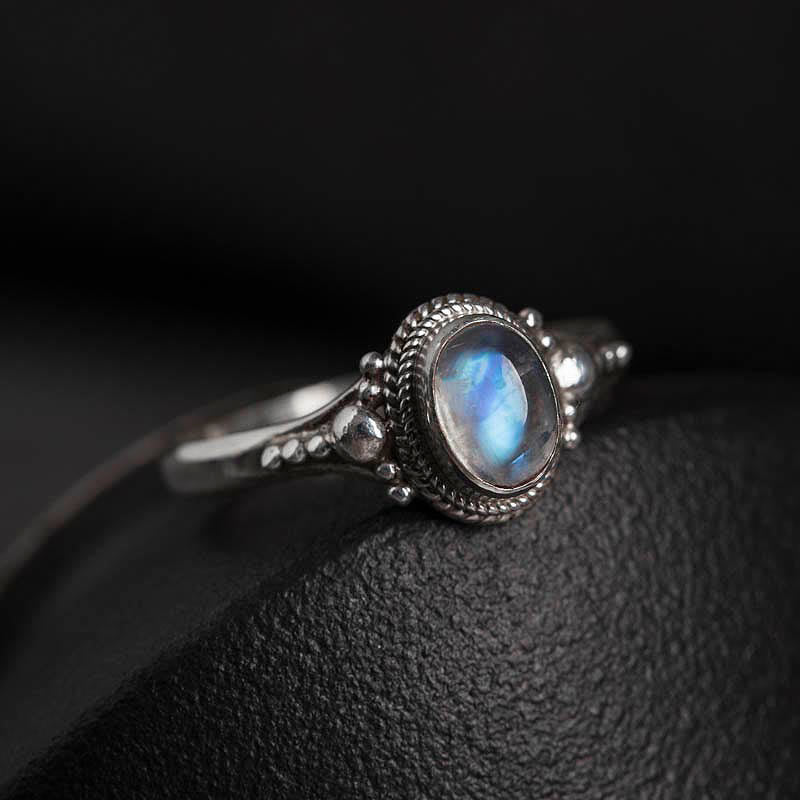 Adjustable Moonstone Ring in 925 Sterling Silver for Positive Energy