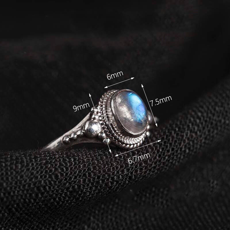 Adjustable Moonstone Ring in 925 Sterling Silver for Positive Energy
