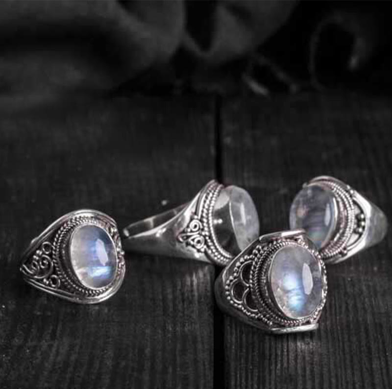 Adjustable Moonstone Ring in 925 Sterling Silver for Healing