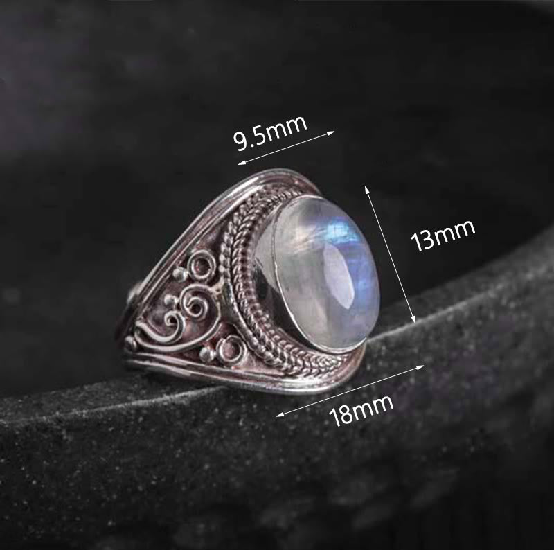Adjustable Moonstone Ring in 925 Sterling Silver for Healing