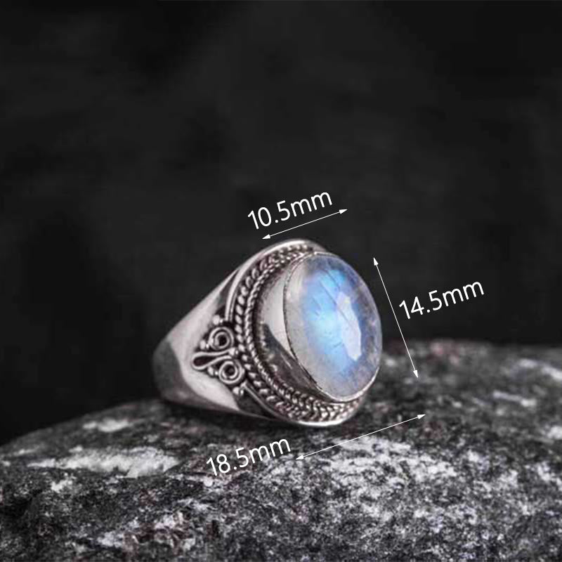 Adjustable Moonstone Ring in 925 Sterling Silver for Healing