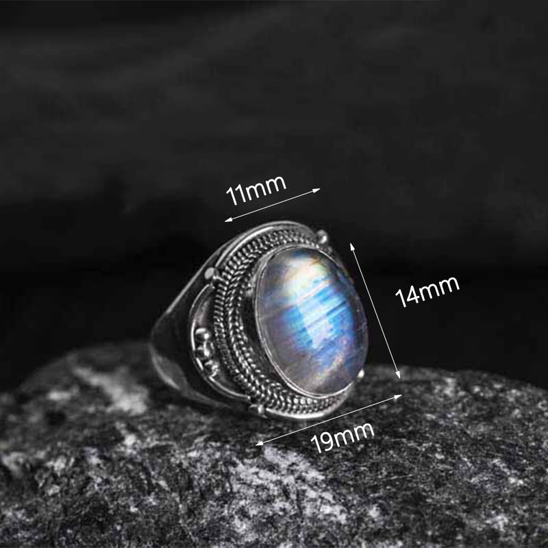 Adjustable Moonstone Ring in 925 Sterling Silver for Healing
