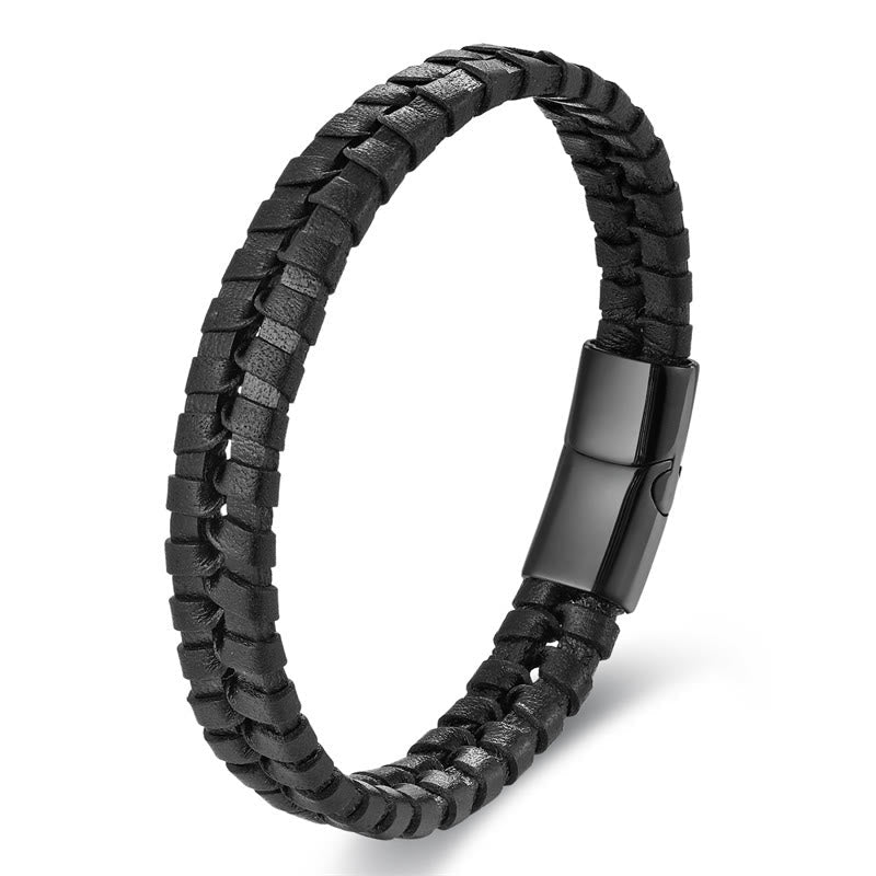 Multi-layer Titanium Steel Spiritual Bracelet with Leather Buckle