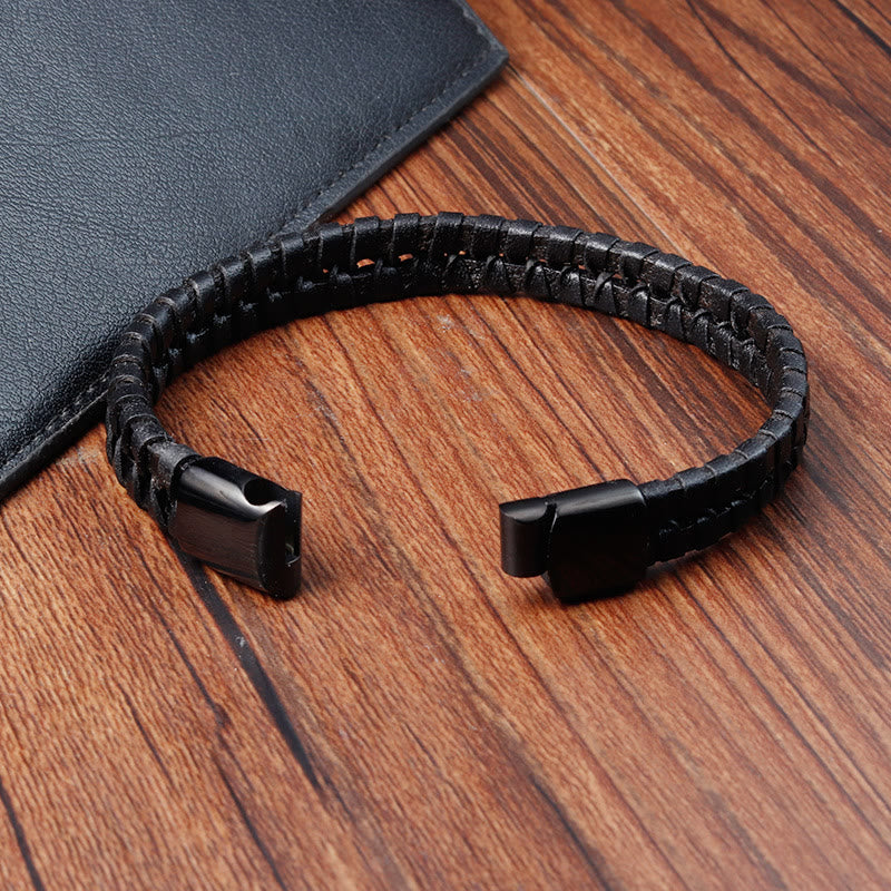 Multi-layer Titanium Steel Spiritual Bracelet with Leather Buckle
