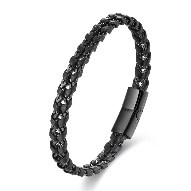 Titanium Steel Multi-Layer Leather Spiritual Bracelet for Calm